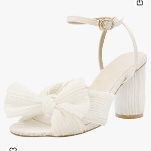 Wrap Ankle White Bow Block Heels